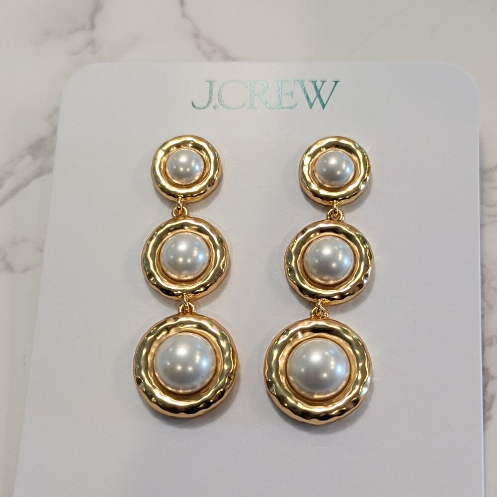 J.Crew Inset Pearl Tiered Earrings - Picture 6 of 7